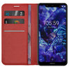Leather Wallet Case & Card Holder Pouch for Nokia 5.1 Plus - Red